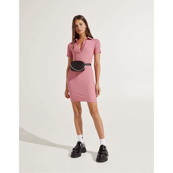 ✨Bershka - Robe Courte Pink Sz Small Polo Dress✨ - Picture 1 of 6